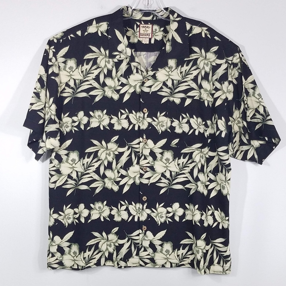 Tommy Bahama XL 100% Silk Hawaiian Button Up Shirt